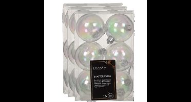Decoris kerstballen - 36x stuks - 6 cm - transparant parelmoer - kunststof