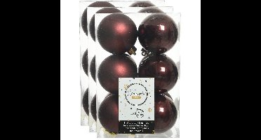 Decoris kerstballen - 36x stuks - mahonie bruin - kunststof - 6 cm