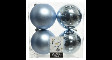 Decoris Kerstballen - 4x st - lichtblauw - D10 cm - kunststof - kerstversiering