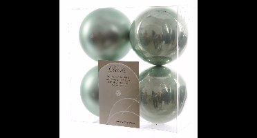 Decoris Kerstballen - 4x st - mintgroen - D10 cm - kunststof - kerstversiering