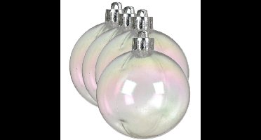 Decoris kerstballen - 4x stuks - 10 cm - transparant parelmoer - kunststof