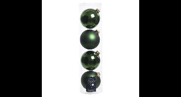 Decoris Kerstballen - 4x stuks - donkergroen - glas - 10 cm