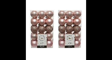 Decoris kerstballen - 60x st - lichtroze - D6 cm - kunststof - kerstversiering