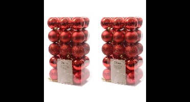 Decoris kerstballen - 60x st - rood - D6 cm - kunststof - kerstversiering