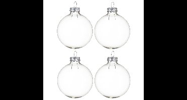 Decoris kerstballen - 8x st - transparant - 7 cm - glas - kerstversiering
