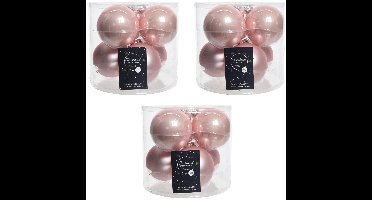 Decoris Kerstballen - glas - 18x stuks - lichtroze - 8 cm - kerstversiering
