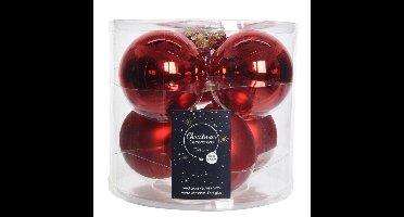 Decoris Kerstballen - glas - 6x stuks - rood - glans en mat - 8 cm