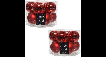Decoris Kerstballen set - 20x stuks - kerst rood - glas - 6 cm - glans en mat