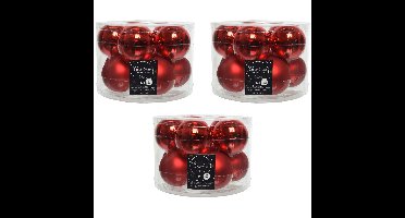 Decoris Kerstballen set - 30x stuks - kerst rood - glas - 6 cm - glans en mat
