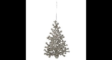 Decoris kerstboom hangers - champagne glitters - 15 cm - kerst ornamenten - Kunststof