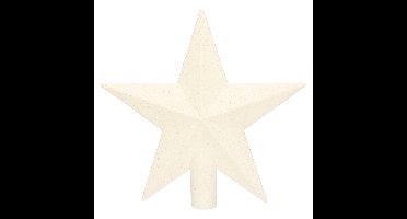 Decoris kerstboom piek - ster vorm - wit - glitter - 19 cm - kunststof - kerstpiek