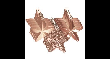 Decoris kersthanger sterren - 18x st - lichtbruin - 7 cm - kunststof - kerstornamenten