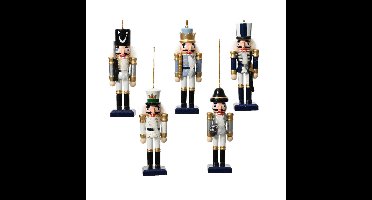 Decoris Kersthangers - notenkrakers - hout - 6x - 28,5 cm - kerstversiering