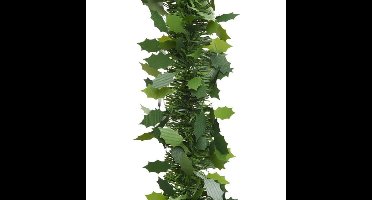 Decoris Kerstslinger - 2x stuks - guirlande - kunststof - hulst - 270 x 10 cm