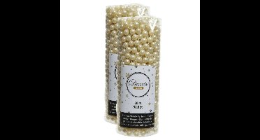 Decoris Kerstslinger - 2x stuks - kralen - parel champagne - 10 meter