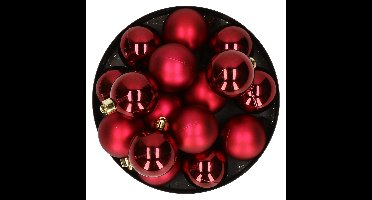Decoris kleine kerstballen - 32x st - donkerrood - 4 cm - kunststof - onbreekbare kerstballen
