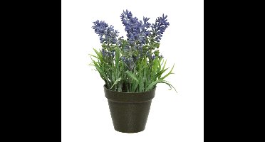 Decoris Kunstplant - 1x stuks - lavendel - paars - 17 cm - in pot - lavandula