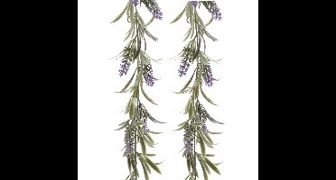 Decoris Lavendel Bloemen slinger - 2x stuks - Paars - kunstplanten - 80 cm