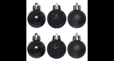 Decoris Mini kerstballen - 14x- zwart - D3 cm - kunststof