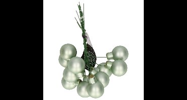 Decoris mini kerstballetjes op stekers - 10x stuks - mintgroen - D2 cm - glas