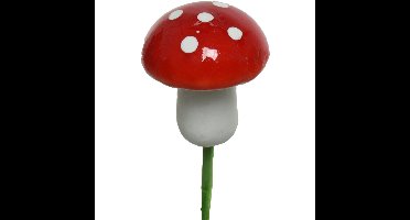Decoris paddenstoelen stekers - 15x st - 2.5 cm - kerststukje decoratie