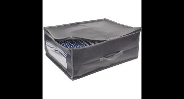 Dekbed/kussen opberghoes - grijs - met venster - 50 x 38 x 20 cm