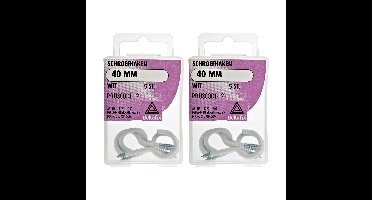 Deltafix Schroefhaken - 10x - verzinkt metaal - wit - 40 mm - ijzerwaren