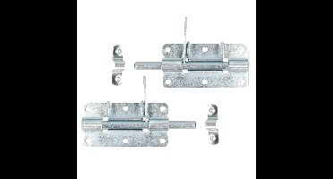 Deltafix schuifslot/hangslotgrendel - 2x - 10 x 5cm - verzinkt staal - deur - schutting - hek