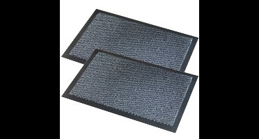 Deurmat Faro - 2x stuks - zwart/grijs - 60 x 80 cm - schoonloopmat