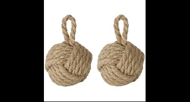 Deurstopper - 2x - 1.5 kilo - bruin - jute - 23 x 15 cm