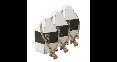 Deurstopper - 3x - havenpaal maritiem van hout met scheepstouw 18 cm