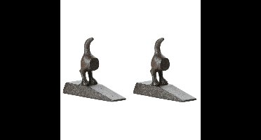 Deurstopper/deurwig hondenstaart - 2x - gietijzer - zwart - 5 x 13 x 11 cm