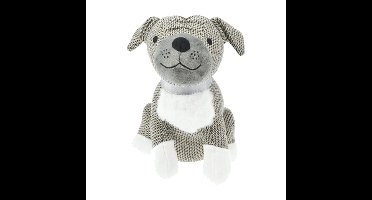 Deurstopper - hond - licht grijs - 27 x 20 x 27 cm - polyester - dieren thema deurstoppers