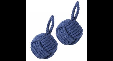 Deurstopper knoop - 2x - 1.2 kilo - blauw - jute - 23 x 15 cm