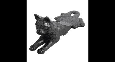 Deurstopper liggende kat - 0.5 kg - gietijzer - zwart - 16 x 8 x 7 cm