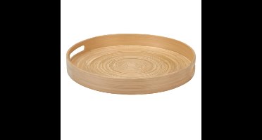Dienblad van bamboe - Rond - D35 x H5 cm - naturel - hoge opstaande rand