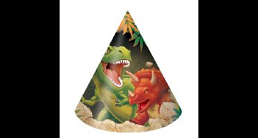 Dinosaurus thema feesthoedjes - 24x - papier/karton - Dino kinderfeestje
