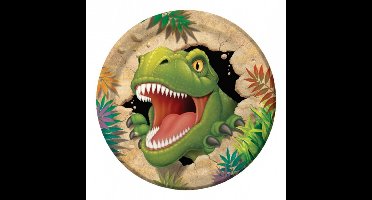 Dinosaurus thema kinderfeestje - 24x stuks - gebak - diner bordjes - D23 cm - Feestartikelen - karto