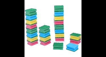 Dirt Devil Schuursponsjes - 96x - gekleurd - afwas of schoonmaak sponzen