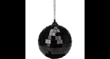 Discobal kerstbal / spiegel kerstbal- 1x st - zwart - 8 cm - kunststof
