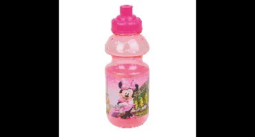 Disney Minnie Mouse drinkfles/drinkbeker/bidon met drinktuitje - roze - kunststof - 350 ml