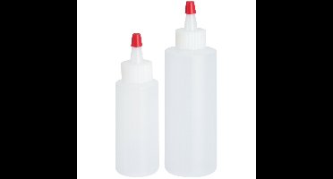 Doseerflesjes/garneerflesjes - 2x - kunststof - 60 ml en 120 ml - poffertjes knijpflesjes