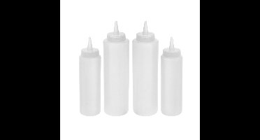 Doseerflessen set - 8x stuks - 250 en 400 ml - kunststof - knijpflessen/sausflessen