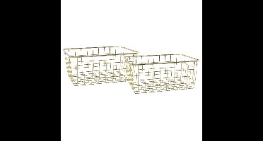 Draadmand - Set van 3x stuks - goudkleurig - industrieel - opbergmand - 24x18x10 cm