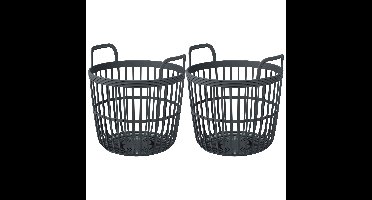 Draadmand/wasmand/opbergmand - 2x - van stevig kunststof - antraciet - D36 x H36 cm