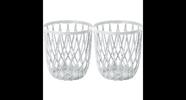 Draadmand/wasmand/opbergmand - 2x - van stevig kunststof - wit - D39 x H39 cm