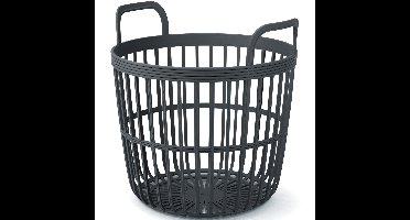 Draadmand/wasmand/opbergmand - van stevig kunststof - antraciet - D42 x H42 cm