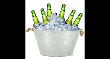 Drankkoeler/bierkoeler - zink - zilver - L50 x D36 X H27 cm - 22 liter