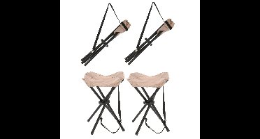 Driepoot opvouwbaar zit krukje - 4x - creme wit - metaal - 33 x 40 cm - vissers krukje