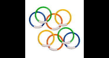 Duikringen - 8 stuks - gekleurd - met mesh zakje - duik spelletjes - zwembad speelgoed